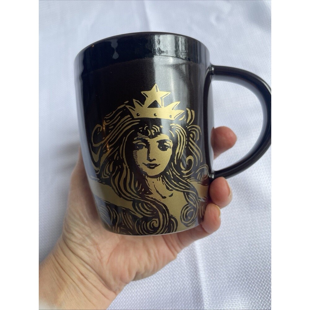 Starbucks Coffee Mug Siren Mermaid 2012 Anniversary Black Brown Gold 12oz - Picture 7 of 7